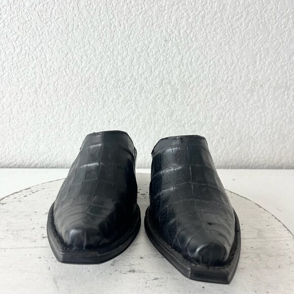 Rod Patrick Womens Mules 5C Black Caiman Leather Western Slip On Boots - Picture 5 of 12